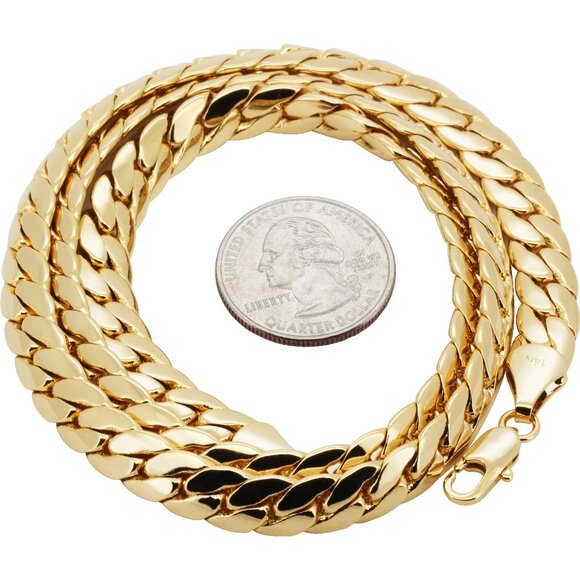 14k Yellow Gold Filled 9mm Miami Cuban Link Chain Necklace Bracelet 8”-30”